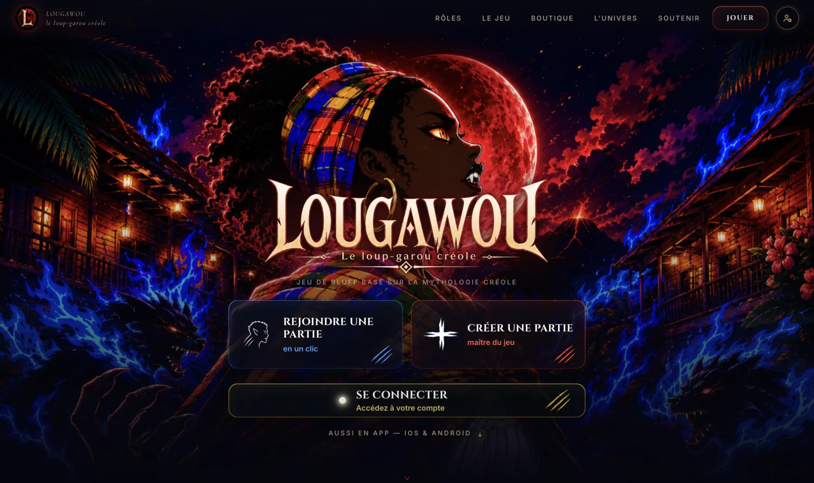 L’écran d’accueil du jeu Lougawou